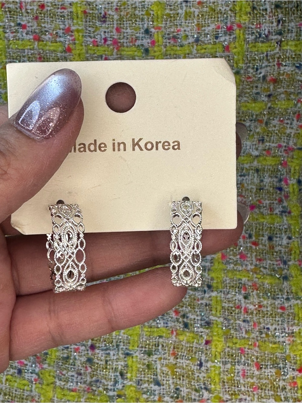 Silver Filigree Hoop Earrings - Made in Korea